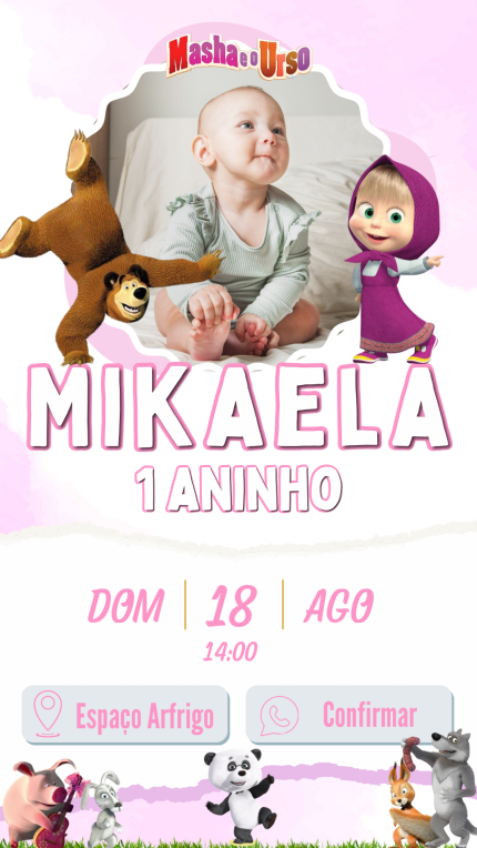 Convite Interativo Masha e o Urso