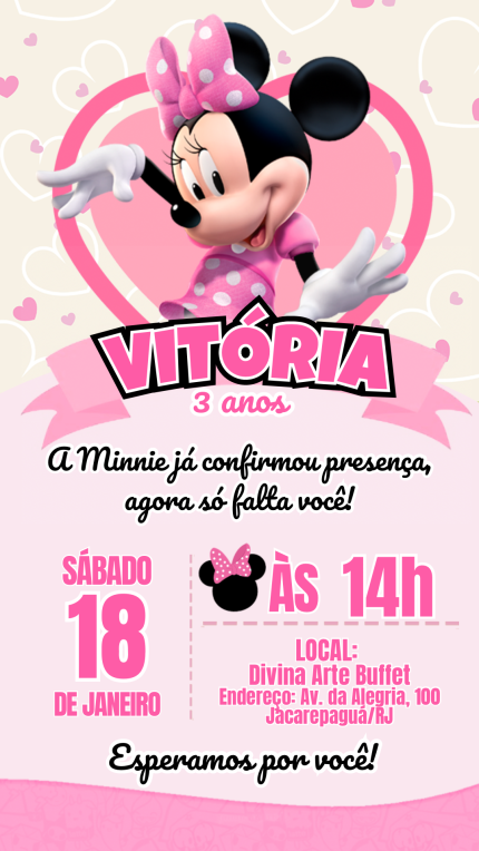 Convite Digital Minnie Rosa