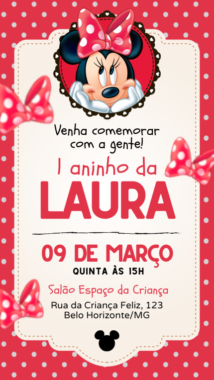 Convite Digital Minnie Vermelha