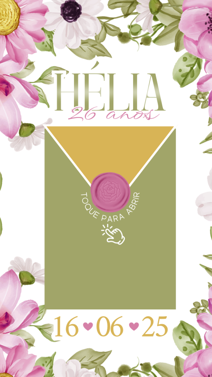 Convite Interativo com Envelope Digital para Aniversário Feminino
