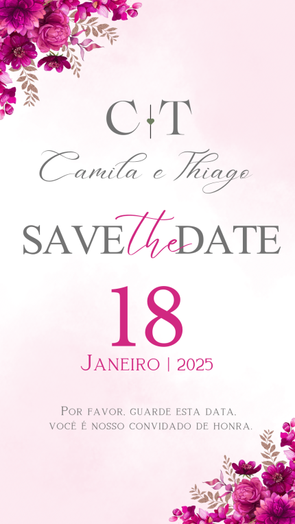 Save The Date para Casamento Fúcsia