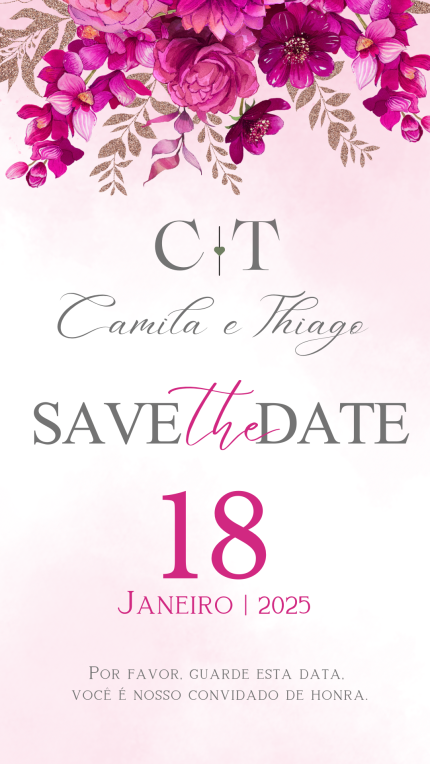 Save The Date para Casamento Fúcsia