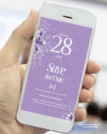 save the date casamento lilás moderno com flores lavanda