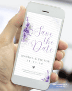 save the date casamento lilás floral romântico e delicado