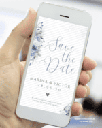 save the date casamento azul serenity floral delicado