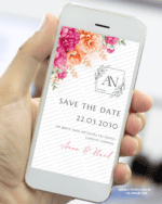 Save the Date casamento floral rosa e laranja elegante para anunciar a data do casamento.